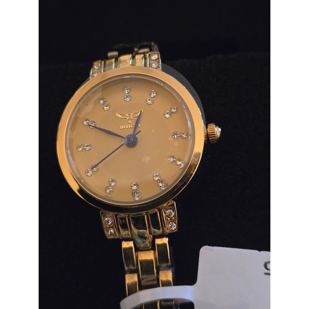 Invicta 69065 Womens Gold Tone Crystal Accent Bracelet Watch New Boxed